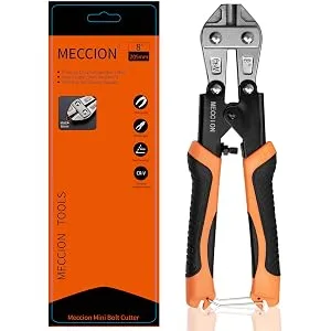 Bolt Cutter Meccion Heay Duty 8" CR-V Mini Bolt and Wire Cutter Cable Chain Spring Snips Clippers with Comfortable Soft Rubber Grip 8-inch - package