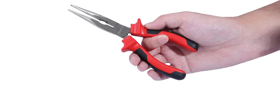 Sharp-tec Long Nose Pliers 200mm with Soft Grip Handles Heavy Duty Nose Side Cutting Pliers Long Nose Plier 200MM - Long Nose Pliers