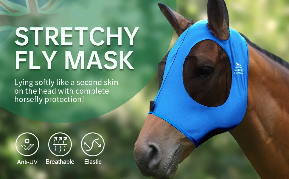 Harrison Howard Elasticity Horse Fly Mask Superb Comfort with UV Protection Standard Horse Fly Mask for Horse-Amethyst Cob (Medium) Amethyst - image-2