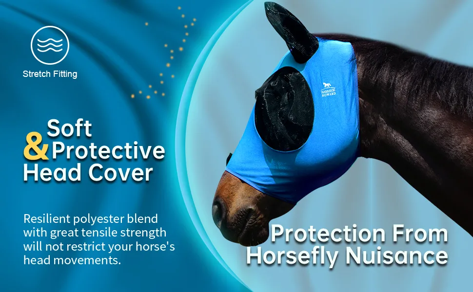 Harrison Howard Elasticity Horse Fly Mask Superb Comfort with UV Protection Standard Horse Fly Mask for Horse-Amethyst Cob (Medium) Amethyst - image-3