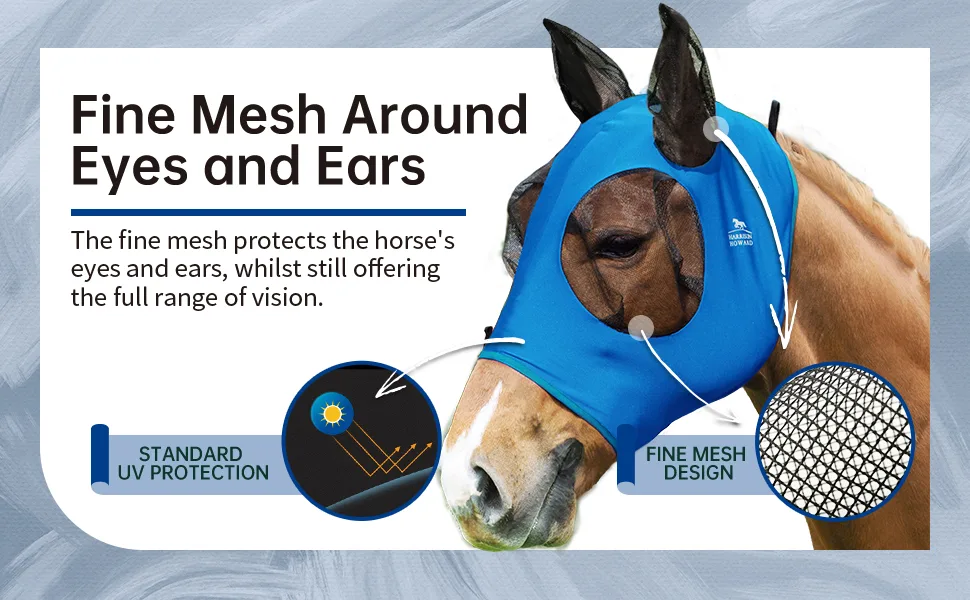 Harrison Howard Elasticity Horse Fly Mask Superb Comfort with UV Protection Standard Horse Fly Mask for Horse-Amethyst Cob (Medium) Amethyst - image-5