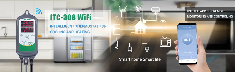 Inkbird Digital Wireless Thermostat ITC-308-WiFi Temperature Controller Heating Cooling Remote Control - Inkbird temperature controller wifi thermostat digital thermostat controller greenhouse thermostat