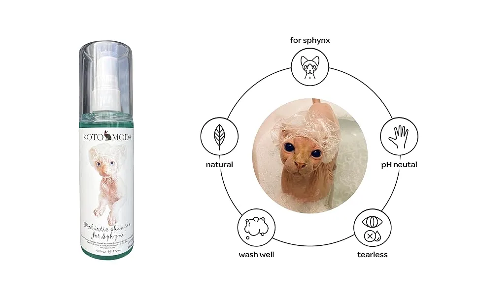 Kotomoda Probiotic shampoo for Sphynx Cats 120 ml with foam generator - sphynx cat