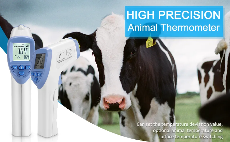 Pet Thermometer High Precision Veterinary Infrared Thermometer Blue Non-Contact Digital Thermometer for Pig Sheep Horse Dog - Pet Thermometer