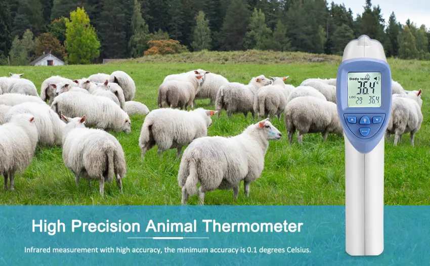 Pet Thermometer High Precision Veterinary Infrared Thermometer Blue Non-Contact Digital Thermometer for Pig Sheep Horse Dog - Pet Thermometer