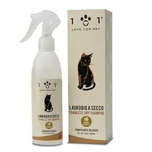 Natural Dry Shampoo Spray for Cats 250ml - Cat bath Without Water or Rinse Need - Waterless Conditioner for Effective Dry Cleaning - Linea 101 - Cat Dry Cleaning