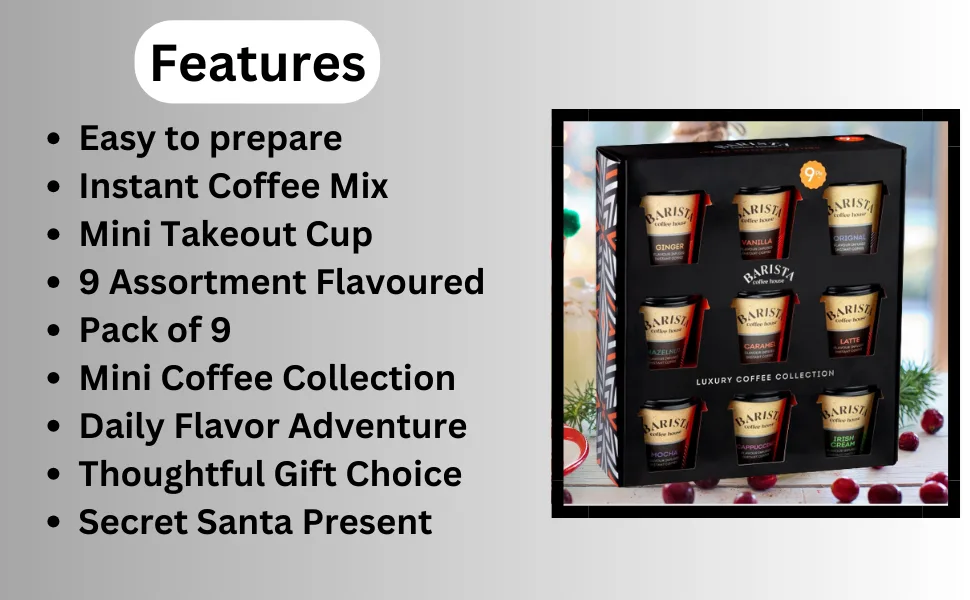 Barista Luxury Coffee Collection Assorted Flavoured Instant Coffee Mix Xmas Gift Christmas Powdered Coffee - Coffee Collection Flavored Instant Mix Festive Perfect Travel Xmas Gifts Holiday Present christmas