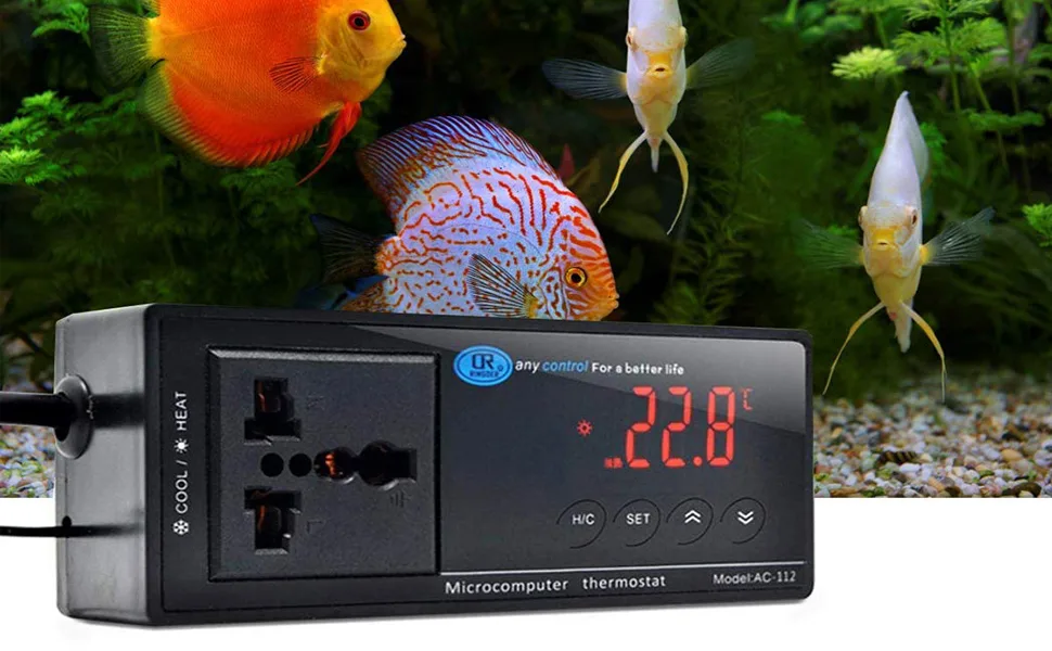 AWITHZ Reptile Thermostat Terrarium Heaters Temperature Controller Outlet Digital LED with Suction Cup for Reptiles Aquariums Insect Heaters (1) - Reptile Thermostat