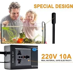 AWITHZ Reptile Thermostat Terrarium Heaters Temperature Controller Outlet Digital LED with Suction Cup for Reptiles Aquariums Insect Heaters (1) - Temperature Controller