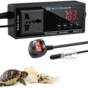 AWITHZ Reptile Thermostat Terrarium Heaters Temperature Controller Outlet Digital LED with Suction Cup for Reptiles Aquariums Insect Heaters (1) - Temperature Controller