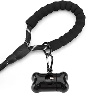 JBYAMUK 5 FT Strong Dog Lead with Comfortable Padded Handle and Highly Reflective Threads for Small Medium and Large Dogs (5-FT Black) 5-FT Black - Waste Bag