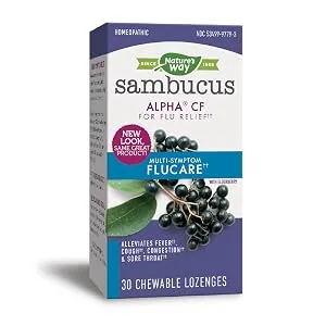 Nature's Way Sambucus FluCare Multi-Symptom Flu Relief Elderberry 30 Chewable Lozenges - Sambucus