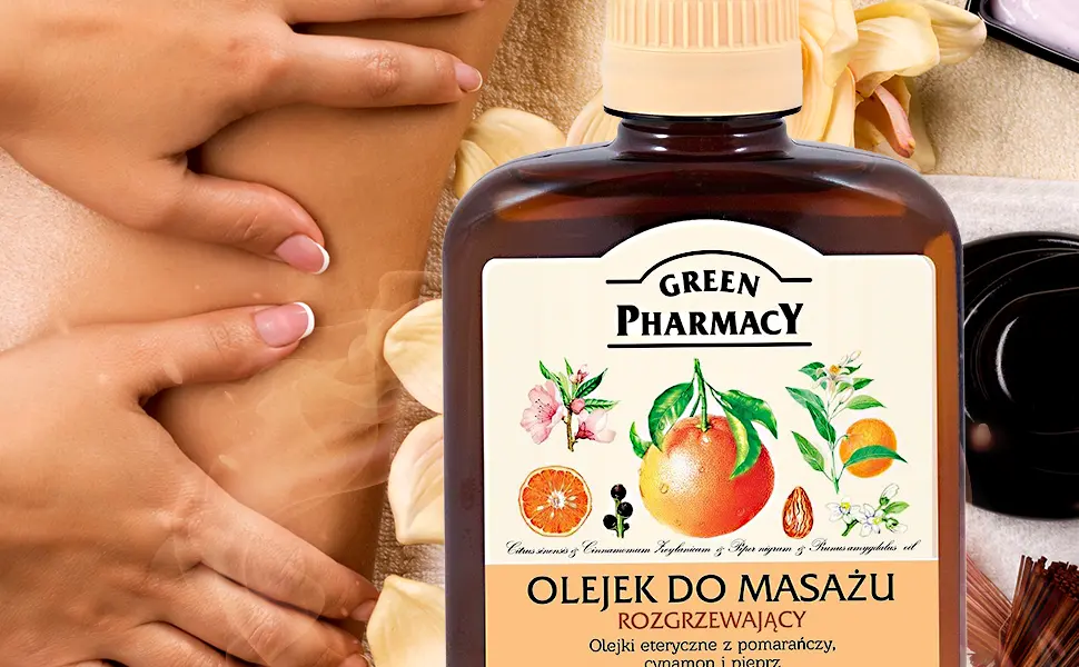 Green Pharmacy Body Massage Essential Warming Oil Orange Cinnamon and Pepper Natural Oils 200 ml - green pharmacy