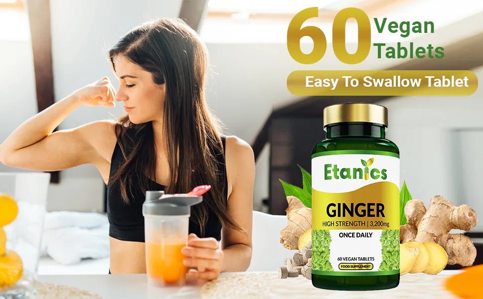 Etanics Ginger Capsules |High Strength 3200mg Ginger Root Extract Supplement | for Sickness Nausea & Joint Pain |Suitable for Vegetarians and Vegans - Made in The UK - product information 5