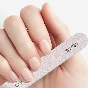 New* JND Professional Salon Grade Double Sided Emery Board Nail Files Buffer Polisher Natural Manicure Pedicure Acrylic Gel Nails (Multi-Grit 4) Multi-Grit 4.0 - nail file in use