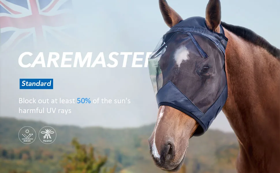Harrison Howard CareMaster Thick Fleece Padding Translucent Fine Mesh Horse Fly Mask Standard Black Large Full Size Full (Large) Pian Black - product information 2