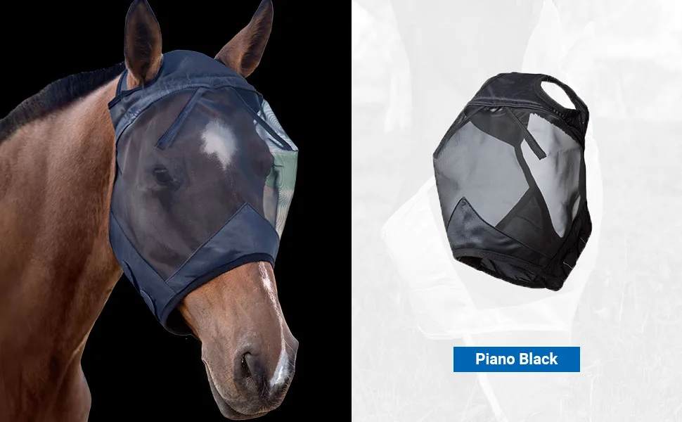 Harrison Howard CareMaster Thick Fleece Padding Translucent Fine Mesh Horse Fly Mask Standard Black Large Full Size Full (Large) Pian Black - product information 3
