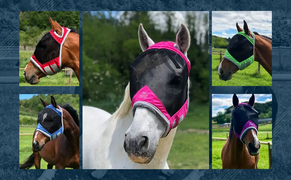 Harrison Howard CareMaster Pro Luminous Fine Mesh UV-proof Fleece Padding Fly Mask Standard Voodoo Blue (M Cob) Cob (Medium) Voodoo Blue - product information 4