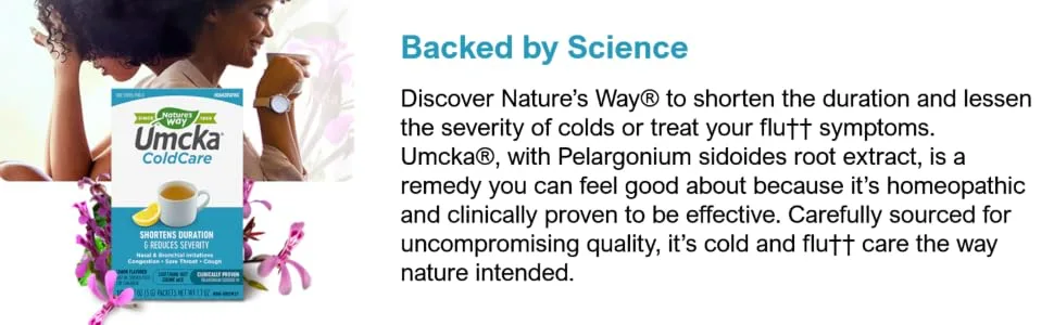 Nature's Way Umcka ColdCare Kids  For Ages 6 and Up Cherry Flavored 10 Chewable Tablets - Backed by Science