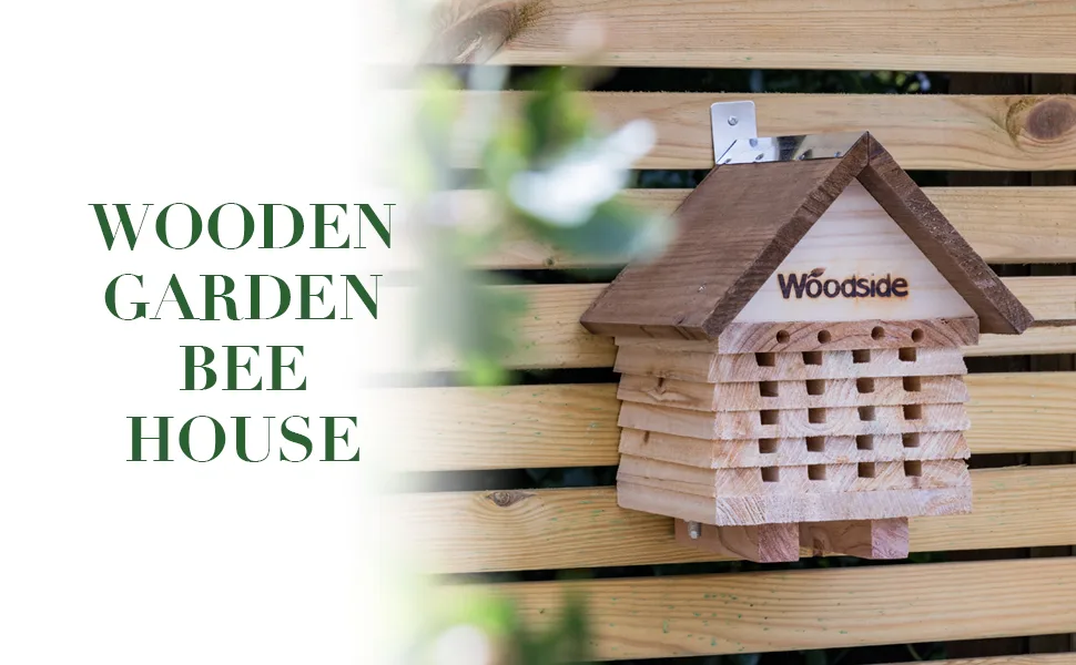 Woodside Wooden Garden Bee House Natural Bug/Insect Hotel Shelter Outdoor Nest Box - W651