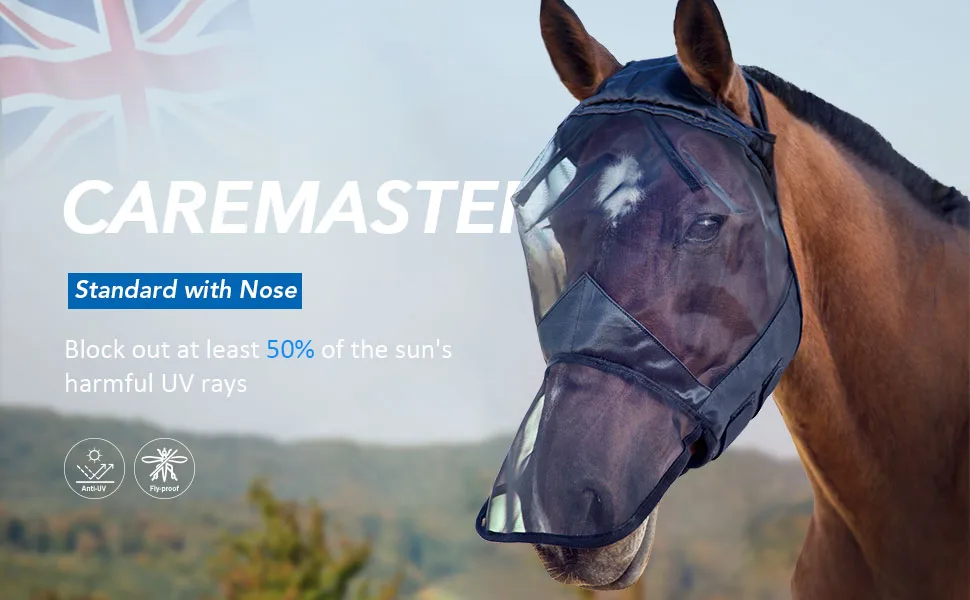 Harrison Howard CareMaster Midge-proof Fleece Padding Horse Fly Mask Full Face No Ears Black Large Full Size Full (Large) Pian Black - product information 2