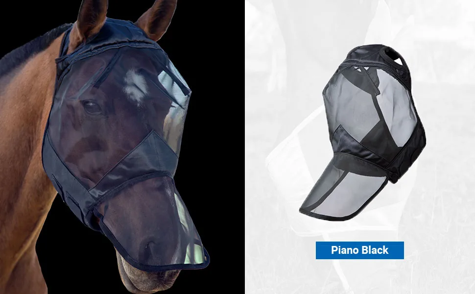 Harrison Howard CareMaster Midge-proof Fleece Padding Horse Fly Mask Full Face No Ears Black Large Full Size Full (Large) Pian Black - product information 3