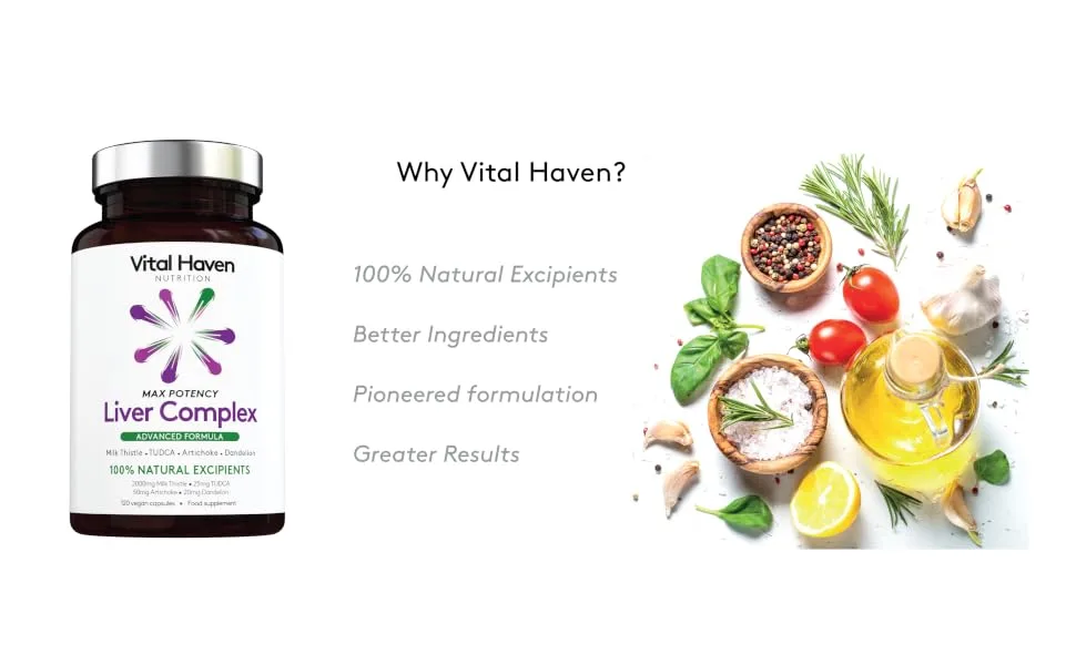 Liver Protector - Complex Formula - Milk Thirsle TUDCA Dandelion Roots Artichoke - Max Potency - Premium Ingredients - Made in The UK - Why Vital Haven