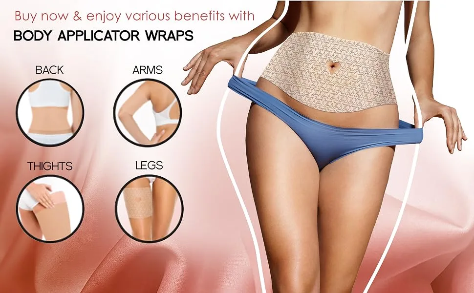 All Natural Moisturizing Body Applicator Wrap Easy to Use Body Wrap -Anti Cellulite Solution- Firming Toning Tummy Wrap (5 APPLICATORS) - body wrap patch applicator slimmer fat reducer skin firming tightening weight loss shaping arms