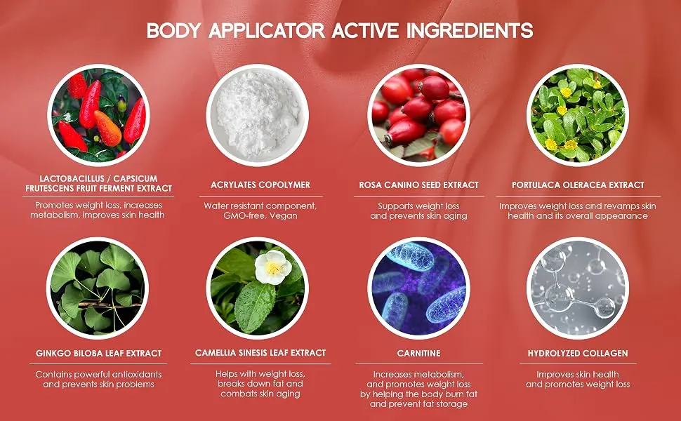 All Natural Moisturizing Body Applicator Wrap Easy to Use Body Wrap -Anti Cellulite Solution- Firming Toning Tummy Wrap (5 APPLICATORS) - body wrap patch applicator slimmer fat reducer skin firming tightening weight loss shaping arms
