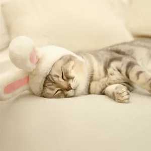DIYDEC Cute Costume Bunny Rabbit Hat with Ears for Cats & Small Dogs Party Costume Easter Pet Accessory Headwear - product information 3
