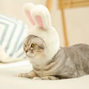DIYDEC Cute Costume Bunny Rabbit Hat with Ears for Cats & Small Dogs Party Costume Easter Pet Accessory Headwear - product information 4