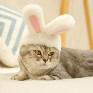 DIYDEC Cute Costume Bunny Rabbit Hat with Ears for Cats & Small Dogs Party Costume Easter Pet Accessory Headwear - product information 5