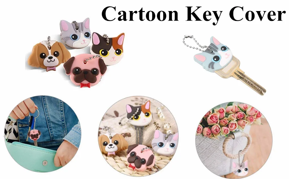 Yosoo Colourful Funky Dog and Cat Key Caps Key Identifier Caps Key Rubber Covers 4Pcs - product information 2