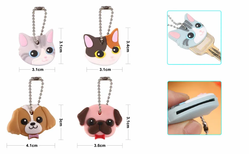 Yosoo Colourful Funky Dog and Cat Key Caps Key Identifier Caps Key Rubber Covers 4Pcs - product information 4