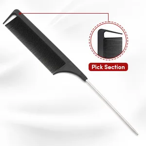 3pk Tail Combs Set - Wide Tooth Rat Tail Hair Comb 2pc Fine Tooth Pin Tail Combs with Metal Tail Parting Comb Sectioning Foiling Braiding for Hair Professionals - Tail Combs for Women