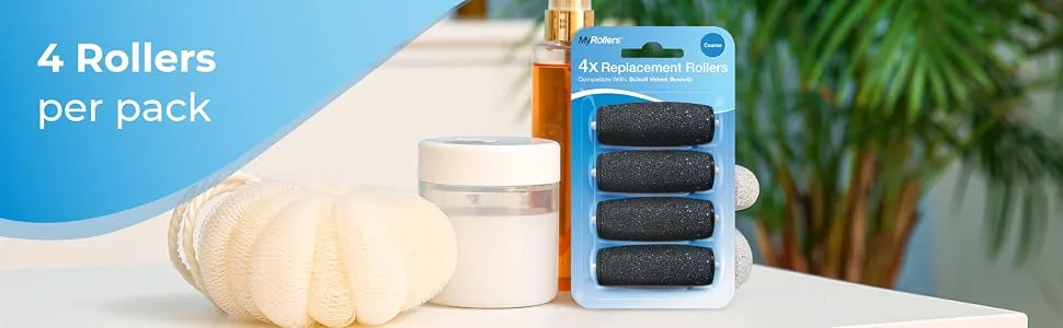 4 x Compatible with Scholl Velvet Smooth Diamond Refill Replacement Rollers (Coarse) - rollers pack replacement
