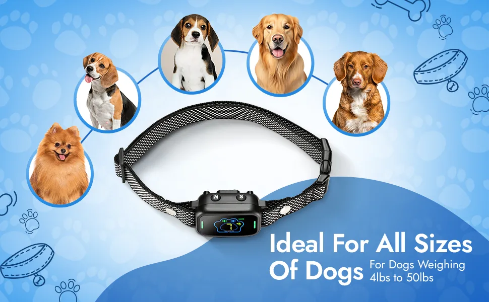 Anti-Bark Dog Training Collar - Humane Stop Barking Device with Beep & Vibration Modes - No Shock - Suitable for Small to Large Dogs - Effective for All Breeds - E-Collar for Dog Behavior Training - Dog Collar