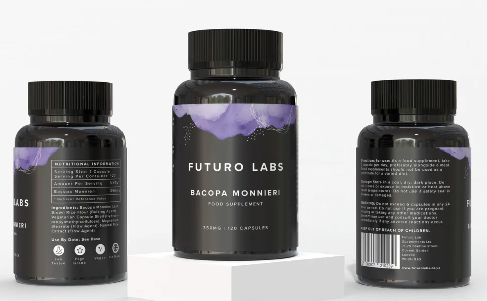 Bacopa Monnieri Capsules 350mg - Organic Brain/Memory Supplements - Made in The UK - 4 Month Supply - Bacopa Monnieri