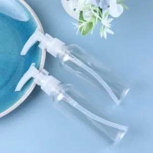 PRETYZOOM 4pcs 100ml Refillable Plastic Pump Dispenser Bottles for Lotion Massage Oil Shampoo Containers Round Pump Bottles Transparent - product information 2