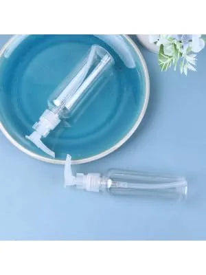 PRETYZOOM 4pcs 100ml Refillable Plastic Pump Dispenser Bottles for Lotion Massage Oil Shampoo Containers Round Pump Bottles Transparent - product information 3