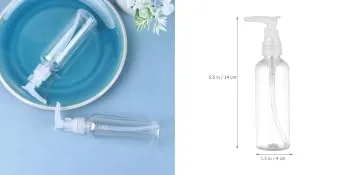 PRETYZOOM 4pcs 100ml Refillable Plastic Pump Dispenser Bottles for Lotion Massage Oil Shampoo Containers Round Pump Bottles Transparent - product information 4