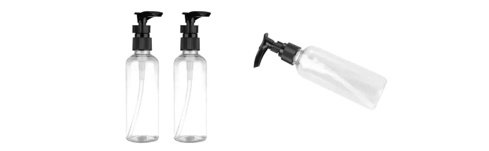 PRETYZOOM 4pcs 100ml Refillable Plastic Pump Dispenser Bottles for Lotion Massage Oil Shampoo Containers Round Pump Bottles Black - product information 1