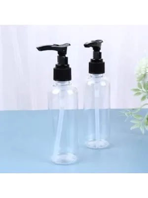PRETYZOOM 4pcs 100ml Refillable Plastic Pump Dispenser Bottles for Lotion Massage Oil Shampoo Containers Round Pump Bottles Black - product information 3