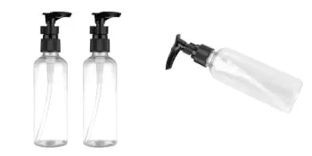 PRETYZOOM 4pcs 100ml Refillable Plastic Pump Dispenser Bottles for Lotion Massage Oil Shampoo Containers Round Pump Bottles Black - product information 4