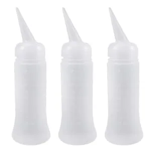 Lurrose 3pcs 260ml Hair Dye Bottles Applicator with Angle Tip Plastic Refillable Graduated Empty Bottles Washing Bottle Home and Salon - product information 4