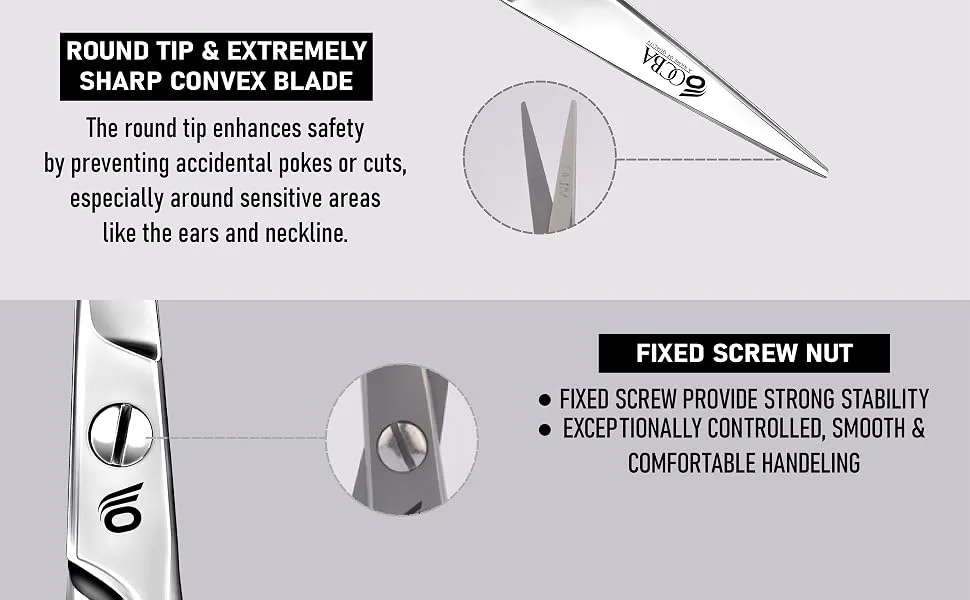 OCBA Beard Scissor Professional Moustache Scissors Ear and Nose Hair Trimming Scissors Stainless Steel Safety Use for Eyebrows - scissor