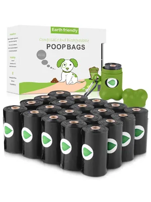 Nestling Biodegradable Thicker Dog Poop Bags with Dispenser 300 Dog Waste Bags Thick Strong Made from Corn Starch Plants Based (Black) - product information 3