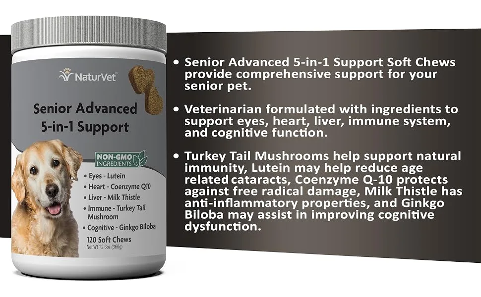 NaturVet Senior Advanced 5-in-1 Support 120 Soft Chews 12.6 oz (360 g) - product information 2
