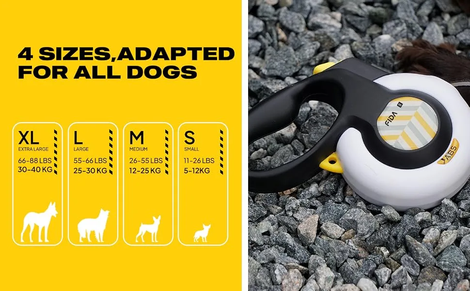 FIDA AutoBrake Retractable Dog Lead Anti Pull Patented Design for Dog Pulling 5m Heavy Duty Extendable Dog Lead for Large Dogs X-Large Size Extra Large - size