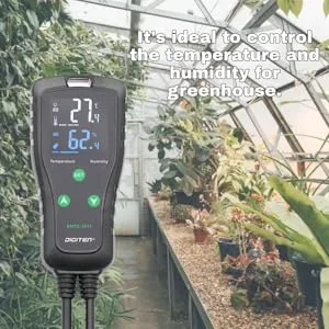 Temperature and Humidity Controller Outlet Plug-in Thermostat Humidistat Reptile Humidity Controller Greenhouse Thermostat Dual Stage Pre-Wired Electronic Temperature and Humidity Controller - Can work separately